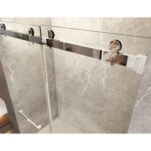 56-60 in. W x 66 in. H Double Sliding Frameless Bathtub Door in Chrome with 3/8 in. Tempered Clear Glass TQP-MT-08-66CH