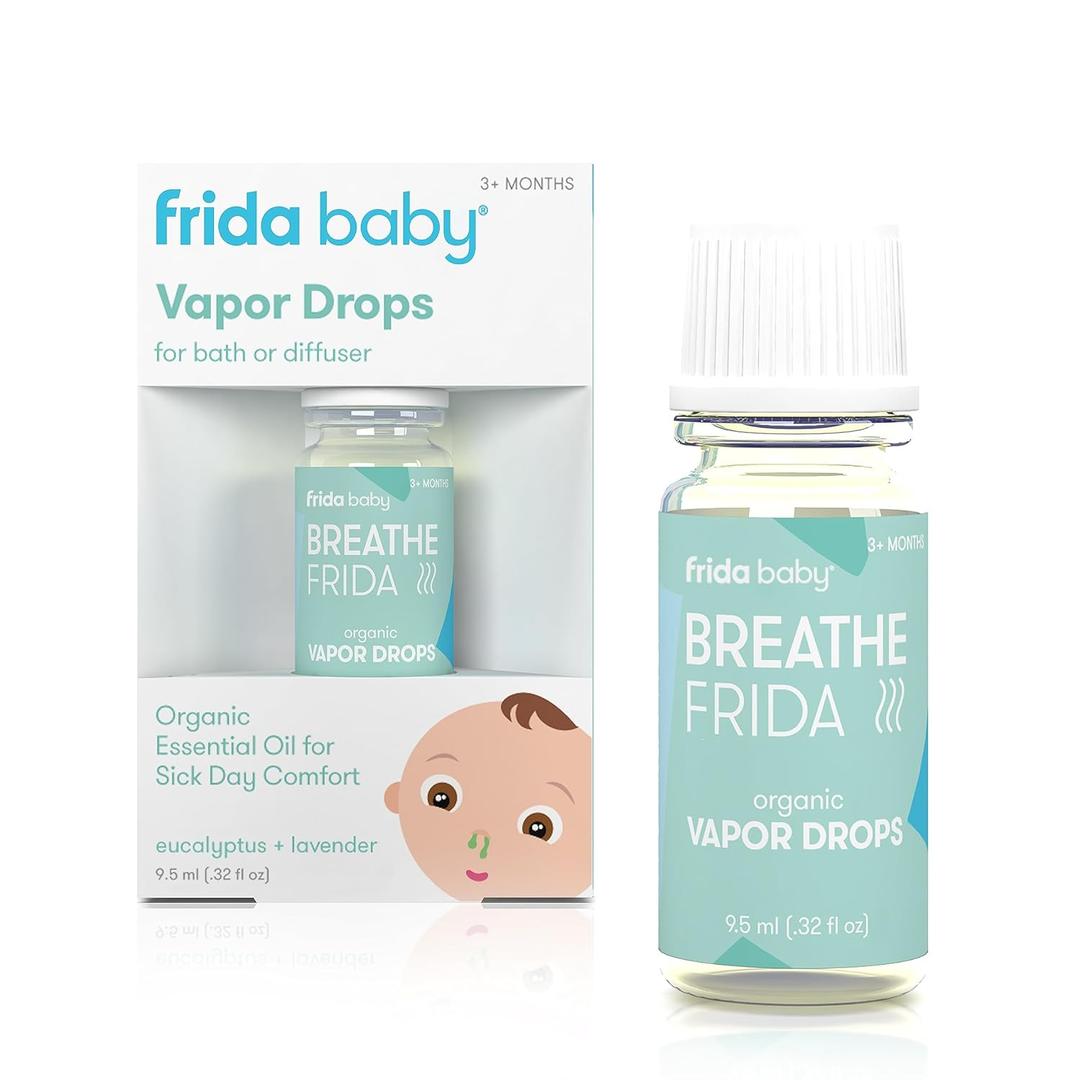 Frida Baby Breathefrida Vapor Bath Drops, Baby Congestion Relief with Eucalyptus Essential Oil for Humidifier, Aromatherapy Oil Help Baby Breathe Easy, 9.5 mL 
