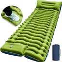 Yuzonc Camping Sleeping Pad, Ultralight Camping Mat with Pillow Built-in Foot Pump Inflatable Sleeping Pads Compact for Camping Backpacking Hiking Traveling Tent (Blue and Green)