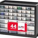 IRIS USA Small Parts Storage, Made in USA, Cabinet, 44-Drawer Organizer for Screws, Nuts, Bolts, Electronics, Hardware, Beads, Crafts, Building Bricks, Stackable Garage Storage Black