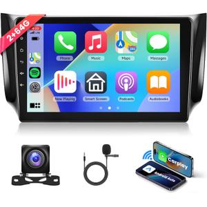 2+64G Android Car Stereo Radio for Nissan Sentra Sylphy B17 2013-2017 with Wireless Carplay Android Auto, 10.1'' Touch Screen Head Unit with Bluetooth GPS Mirror Link WiFi FM/RDS EQ Backup Camera SWC