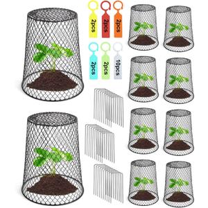 10 Pcs 6.8"7.4" (Multiple Sizes/Quantities) Seedling Plant Protectors from Animals, Chicken Wire Plant Cage Garden Cloche to Protect Plants Vegetables from Rabbits Squirrels Chicken