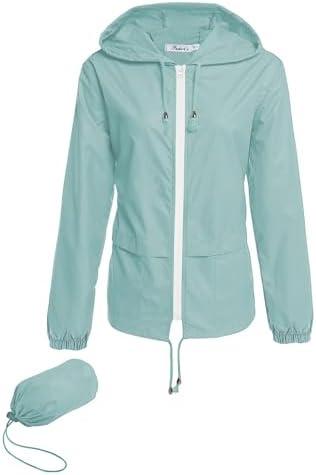 Hount Women's Lightweight Hooded Raincoat Waterproof Packable Active Outdoor Rain Jacket (S), Light Green