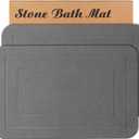 2 Pack Stone Bath Mat, Diatomaceous Earth Shower Mat, Non-Slip Super Absorbent Quick Drying Bathroom Kitchen Floor Mat (Grey, 24x15)