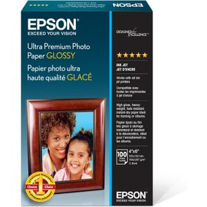 Epson Ultra Premium Photo Paper Glossy - S042174, 4" x 6" (100 sheets),White