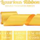 MEEDEE Yellow Satin 3 Inch Ribbon Lux Double Faced Satin Ribbon Wide Fall Autumn Colored Ribbons By 10 Yards Yellow Ribbons for Christmas Tree, Weddings, Flower Bouquet, Wreath Bow Making