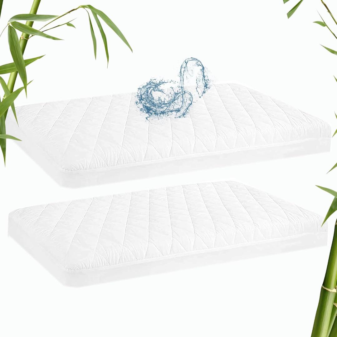 Waterproof Bassinet Mattres Pad Cover Compatible with Angelbliss, Papablic, IKOMZY and Jimglo 3 in 1 Baby Bassinet, 2 Pack, Ultra Soft Viscose Made from Bamboo Surface, 19" x 33"