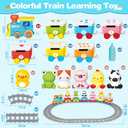 Learning Toy for Toddlers 1-3, Electric Toys Trains with Lights, Music & Steam, Counting, Matching & Sorting Montessori Toy with 6 Animal Finger Puppets, Birthday Xmas Gifts for Baby Boys Girls 12-18M
