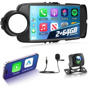 [2G+64G] Car Radio for Toyota Yaris 2012 2013 2014 2015 2016 2017, 9 inch Touch Screen Yaris Android Stereo, Carplay/Android Auto/Bluetooth/EQ Audio/SWC