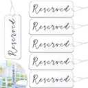 Blulu 6 Pieces Reserved Signs for Wedding Chairs Acrylic Tag Hanging Reserved Signs with Ribbon for Wedding Important Events Church Pews Chair and Restaurant (Black Lettering)