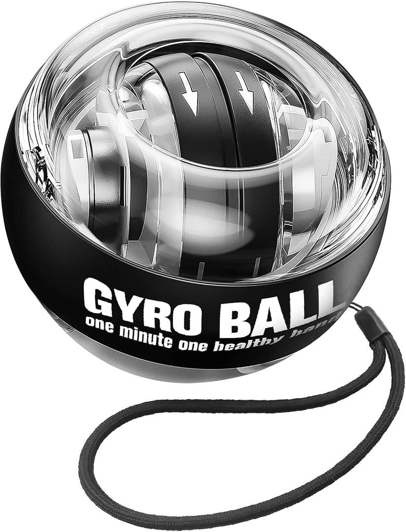 Wrist Trainer Ball Auto-Start Gyroscopic Forearm Exerciser Gyro Ball for Strengthen Arms, Fingers, Bones and Muscles (BLACK)