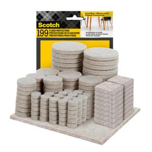 Scotch Felt Pads 199 PCS Beige, Felt Furniture Pads for Protecting Hardwood Floors, Round, Assorted Sizes Value Pack, Self-Stick Design, Protecting from Nicks, dents and Scratches (FP845-199NA)