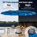 AreShark 13 FT Patio Umbrella with Solar Lights, Double-Sided Outdoor Table Umbrellas with Crank, Large Rectangular Market Umbrella for Porch, Lawn, Pool, Backyard, Royal Blue