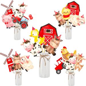 32pcs Farm Animal Centerpiece Sticks Farm Birthday Party Centerpiece Decorations Farm Theme Table Toppers for Barnyard Birthday Barn Party Baby Shower Supplies