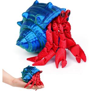 3D Printed Hermit Crab,3D Printed Dynamic Animals Toy,Full Articulated Flexible Crystal Hermit Crab Fidget Toys,Adults Fidget Toys for Autism ADHD,Home Office Decor (Blue Green)