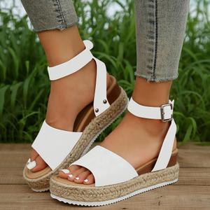 Espadrille Sandals Women Dressy Summer Platform Ankle Buckle Sandals Summer Beach Shoes Open Toe Orthopedic Wide Width Wedge Sandal Comfortable Flat Open Band D, 10