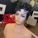 Pixie Cut Lace Front Human Hair Wigs 13X4X1 Lace Frontal Wigs Short Layered Pixie Cut Curly Wigs With Bangs Brazilian Virgin Curly Human Hair Natural Black Color (Black)