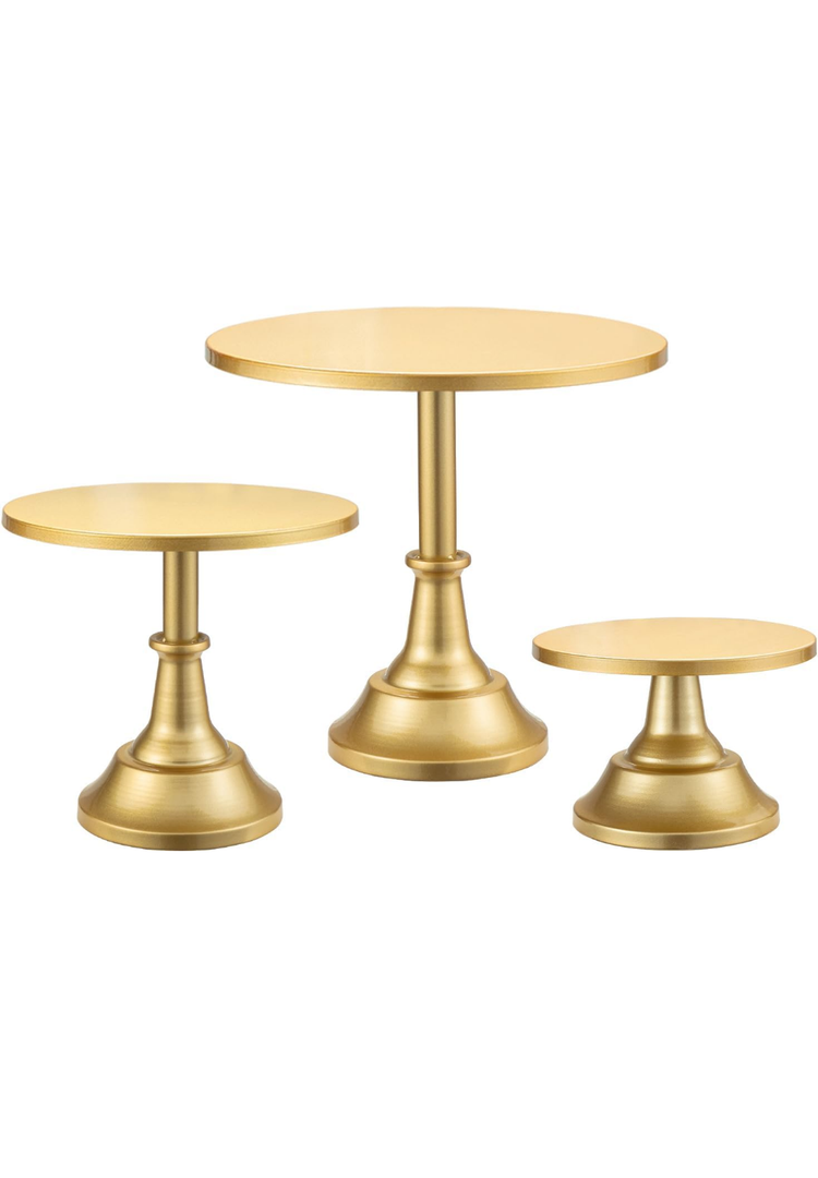 HBlife 3 Pcs Cake Stand, Gold Cake Stand Set Disc Diameter 8" 10" 12", Perfect Dessert Table Display Set, Cupcake&Cake Stands for Party, Wedding, Birthday, Baby Shower, Anniversary (Metal)