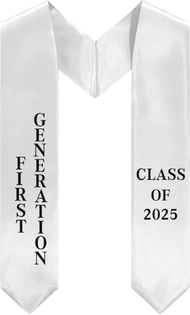 Country Flag Graudation Stole Class of 2026 V Shape Graduation Stole for College Graduates -Gift for Graduation's (White)