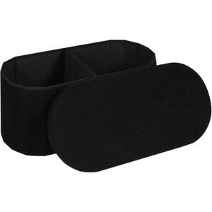30 Inches Oval Storage Ottoman Bench, Foldable Footrest, 30"D x 15"W x 15"H