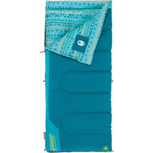 Coleman Kids 50F Sleeping Bag, Comfortable Youth Sleeping Bag for Sleepovers & Camping, Fits Children up to 5ft Tall, Glow in The Dark Design, Stuff Sack Included, Machine Washable (Teal)