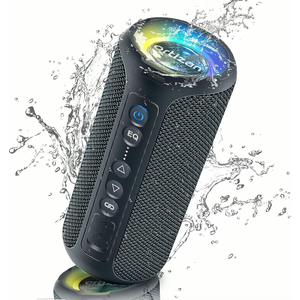 Ortizan Portable Bluetooth Speaker x Stocking Stuffers: IPX7 Waterproof, Wireless, Big Sound, Deep Bass, Dual Pairing, 30H Playtime, White Elephant Gift for Adults Men Women Teen Boys Girls (Black)