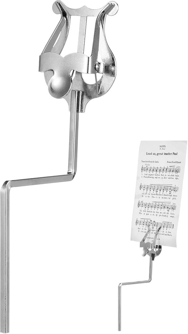 Alto Saxophone Lyre Sheet Music Holder- 18CM, Sax Marching Lyre Clamp- on Vertical Music Sheet Clip (Silver)