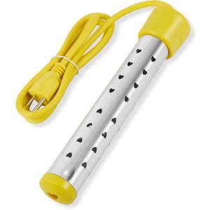 Portable Immersion Water Heater with Stainless Steel Cover, Anti-scalding Bucket Heater, Quick Heating Immersion Heater for Indoor & Outdoor (1 Pcs, Yellow)