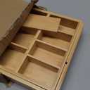 Bamboo Sliding Desk Drawer Organizer 9'' up to 17.9'' x 12'' x 2.2'' Expandable Office Desk Accessories Supplies Tray with 11 Compartments for Pens, Notebooks, Rulers, and Makeup Jewelry Vanity