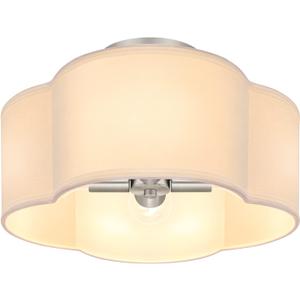 4-Light Semi Flush Mount Ceiling Light Fixture, Silver Modern Close to Ceiling Lamp with White Fabric Shade, Contemporary Bright Lighting for Nursery Kids Baby Room Kitchen Bedroom Hallway Entryway