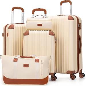 Cosbarn Luggage Sets 5 Piece Suitcases with Wheels, Suitcase Set ABS Hard Case Luggage with TSA Lock Spinner Wheels Durable Travel Luggage