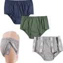 3 Pack Cotton Post Surgery Underwear for Women, Disabled Adaptive, Tear Away Briefs, Reusable Incontinence Underpants, L