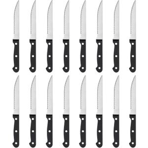 BEWOS 12 Pieces Steak Knives Set, (8.2 Inch) (8.5 Inch), Food Grade Stainless Steel, Mirror Polished, Dishwasher Safe