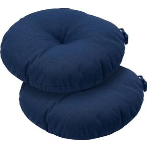Outdoor Bistro Chair Cushions Set of 2, 15 inch Tufted Round Seat Cushions with Ties, Waterproof Chair Pad for Patio Deck Furniture