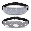 Carseat Head Support,Car seat Straps Pillow Support Ban,Stroller Neck Relief Strap Headrest,Slumber Sling Sleep Positioner (Gery Clouds+Anchor)