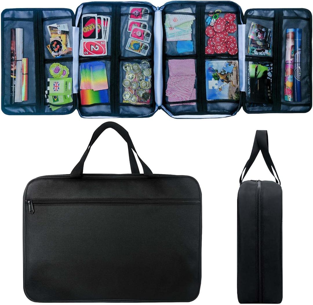 17-Pocket Board Game Organizer Carry Case - Storage & Travel Case for Games, Cards, Tokens, Dice Accessories.