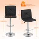BestOffice Bar Stools Set of 2, PU Leather Swivel Bar Stools Kitchen Counter Height Bar Chairs with Hydraulic Adjustable for Kitchen, Dining Room and Restaurants, 15 inches x 18 inches x 44 inches