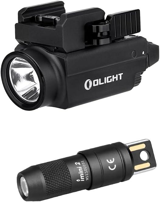 OLIGHT Baldr S 800 Lumens Compact Rail Mount Weaponlight with Green Beam and White LED Combo Bundle IMINI 2 EDC Rechargeable Keychain Flashlight