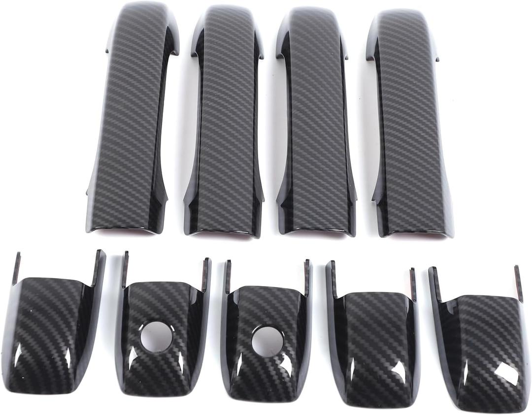Car Door Handle Trim Cover Compatible with Honda Pilot 2003-2008 Accessories,ABS Carbon Fiber Exterior Front Rear Doors Handle Trim Accessories,4PCS (Carbon Fiber Pattern)