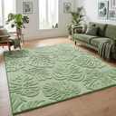 Sage Green Monstera 8x10 Area Rugs High-Low Plush Pile Washable
Soft Non Slip Tropical Indoor Shag Large Carpet Rug for Living Room Dining Room Nursery Bedroom