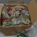 Zeyune 6 Set 9'' Mini Christmas Wreaths for Cabinets Real Touch Small Christmas Wreaths with Burlap Ribbon and Red Berry Rustic Farmhouse for Kitchen Wall Window Indoor Outdoor Chair Fireplace Decor