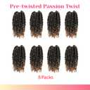 BOHOBABE Pre-twisted Passion Twist Crochet Hair 8 Inch Short Pre-looped Crochet Passion Twist Braiding Hair 8 Packs (T27)