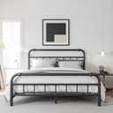 BOSRII Full Size Metal Bed Frame 18" with Vintage Iron Headboard Heavy Duty