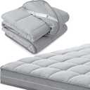 3Inch King Mattress Topper Cover(Only Cover),Mattress Protector Bedding,Foam and Latex Mattress Cover with Zipper and Adjustable Straps,Pillow Top(79 x 75) Gray