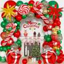 Ouddy Life Christmas Balloon Garland Arch Kit, 174 pcs Red Green White Metallic Gold Balloons Candy Cane Gift Box Star Foil Balloons for Christmas Party Decorations Xmas Baby Shower New Year Decor