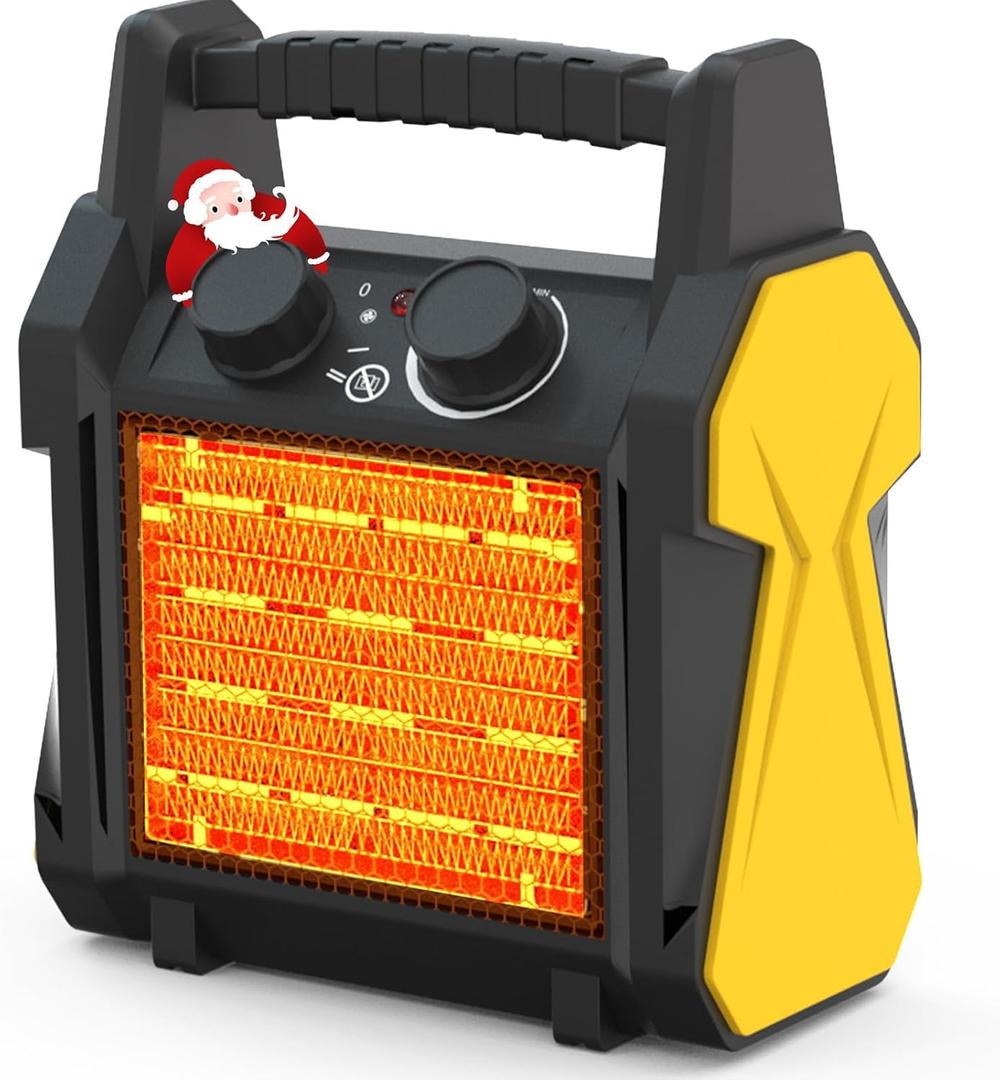 Buyplus Outdoor Heater, 1500W Patio Heater for Garage, Portable Electric Space Heaters with Overheat Tip-Over Protection, PTC Ceramic Space Heaters for Garage, Greenhouse, Indoor Outdoor Use,Yellow
