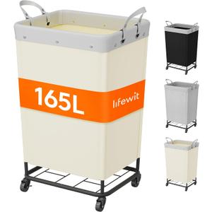 165L Laundry Basket with Wheels, Large Heavy Duty Commercial Rolling Laundry Hamper with Handles, Tall Steel Frame Laundry Cart for Laundry Room Bedroom Hotel Home Dorm, White
Visit the Lifewit Store