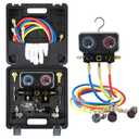 Lichamp AC R1234YF R134A Gauge Set, Automotive Manifold Gauge Compatible with R1234YF R134A and R404A Refrigerants, Works on Car Freon Charging and Evacuation