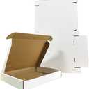 50 Pack 13x11x2'' Shipping Boxes, White Corrugated Cardboard Mailers for Mailing Packaging Small Business (W13112-50)