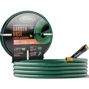 Scotts 50 ft. Garden Hose  5/8 in. Diameter, 4-Ply Construction, 300 PSI, High-Pressure, Easy-to-Coil Water Hose with Crush-Resistant Couplings, Easy to Connect for Lawn and Garden Use